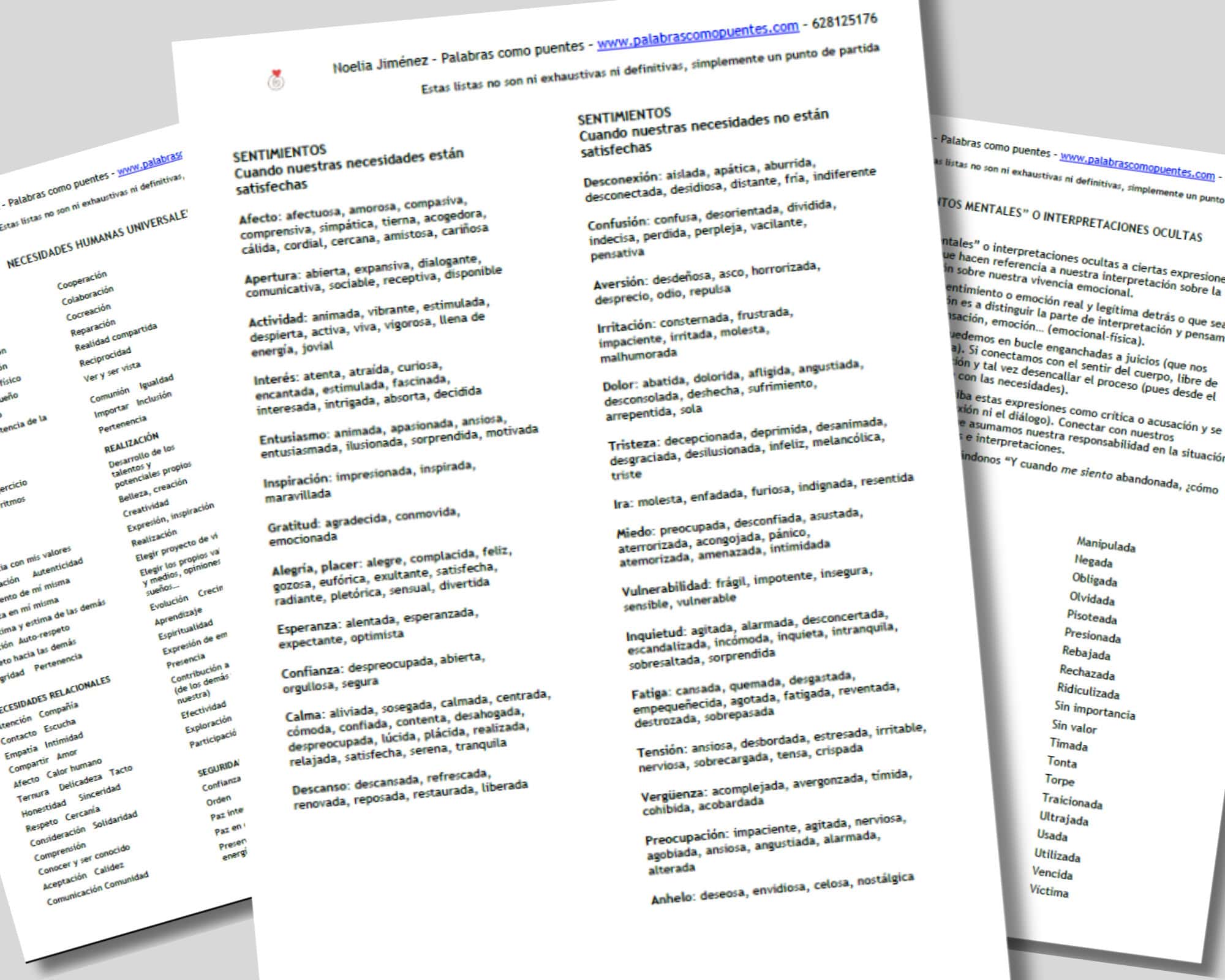 Varios papeles con texto en negro.